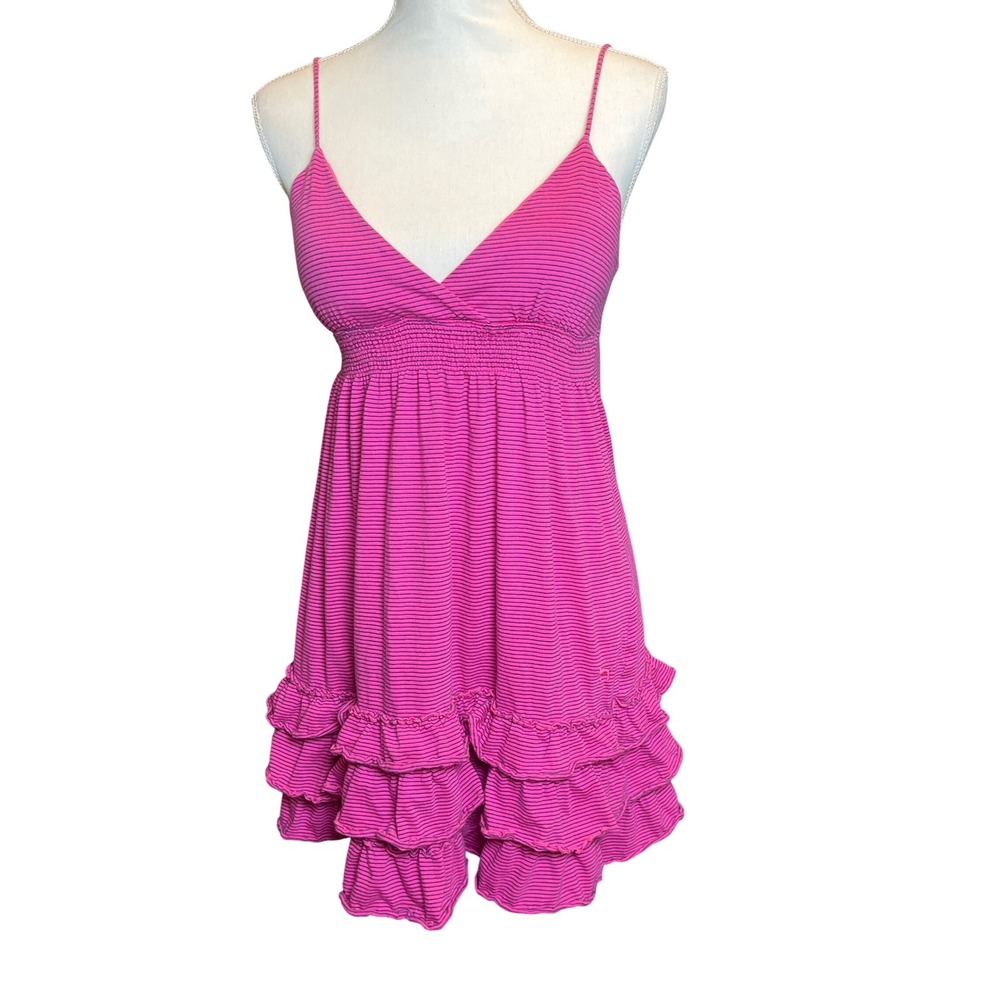 Vintage Victoria's Secret PINK Striped Ruffle Babydoll Dress Coquette Y2K M